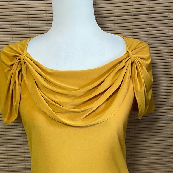 Darling gold blouse with draped neckline - Picture 10 of 10